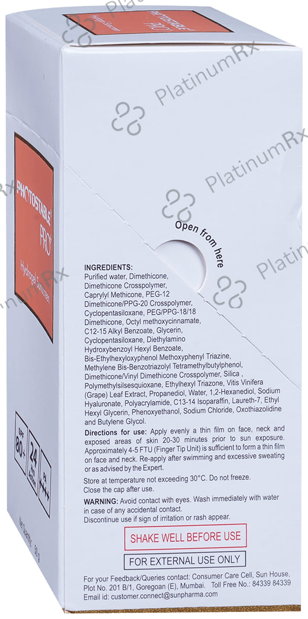 Photostable Pro Plus Spf 80 Sunscreen Gel 50gm