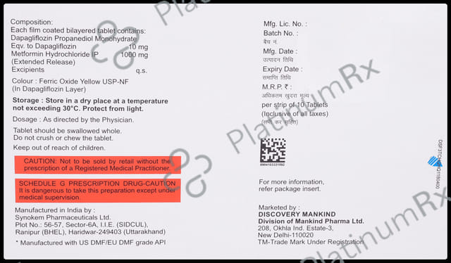 Sgltd M 10mg/1000mg Tablet