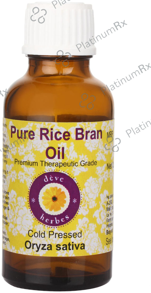Deve Herbes Pure Rice Bran/Oryza Sativa Cold Pressed Oil 50 ml