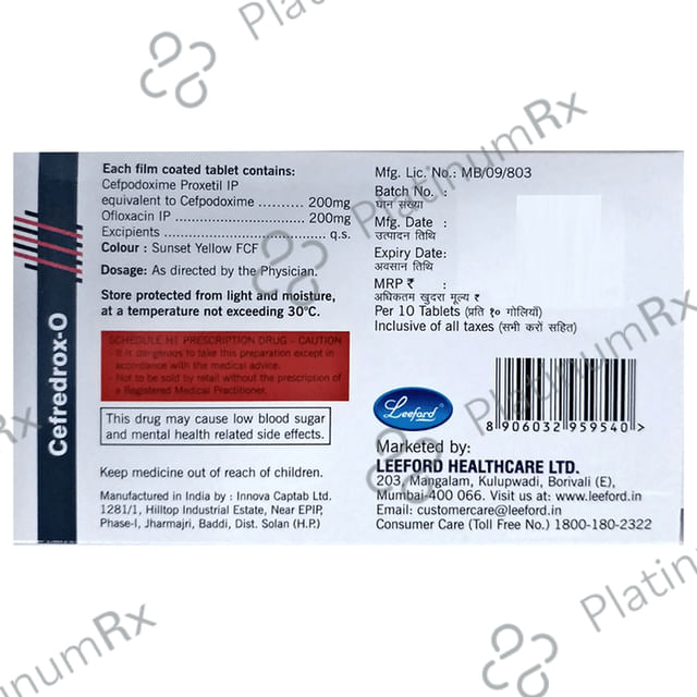 Cefredrox O 200mg/200mg Tablet