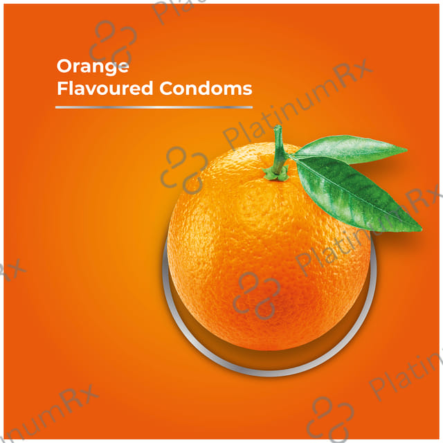 Skore Flavored Dotted & Coloured Orange Flavour Condoms 10s