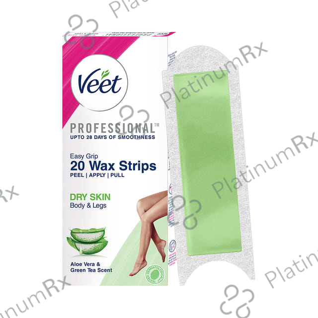 Veet Professional Waxing Strips Kit 20 Strips - Gel Wax Hair Removal for Women - Up to 28 Days of Smoothness - No Wax Heater or Wax Beans Required for Dry Skin