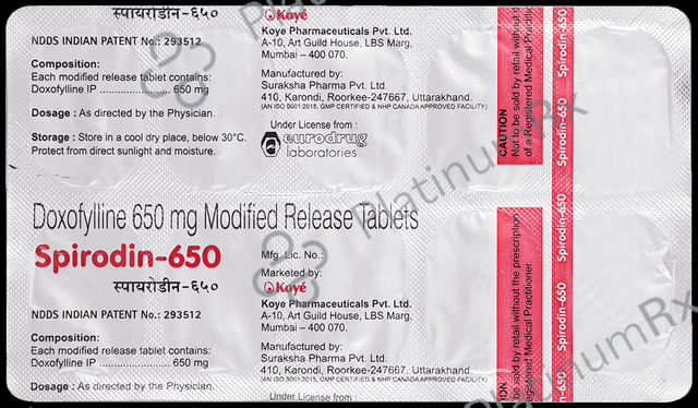 Spirodin 650mg Tablet MR 10s