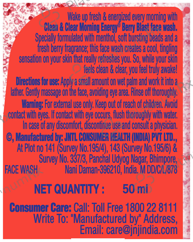 Clean & Clear Morning Energy Berry Blast Face Wash 50 ml