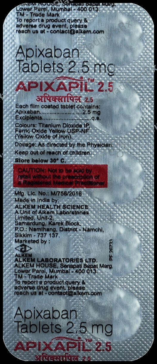 Apixapil 2.5mg Tablet 10s