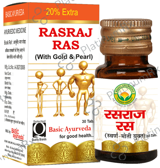 Basic Ayurveda Rasraj Ras with Gold & Pearl 30 tablets