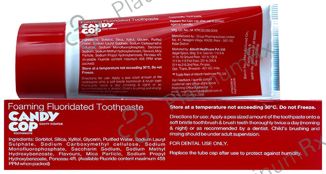 Candy Cop Foaming Fluoridated Bubblegum Flavour Toothpaste 70gm