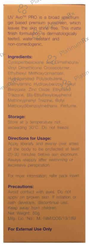 U.V. Avo Pro SPF 30+ Gel 50gm