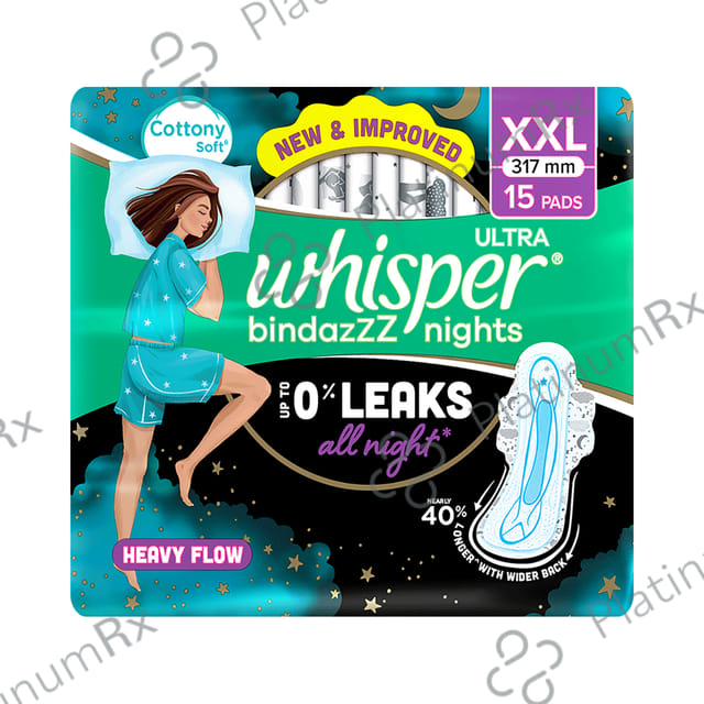 Whisper Bindazzz Nights Pads - Size XL+ 15 pads