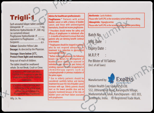 Trigli 1 1/500/15mg Tablet SR 10s