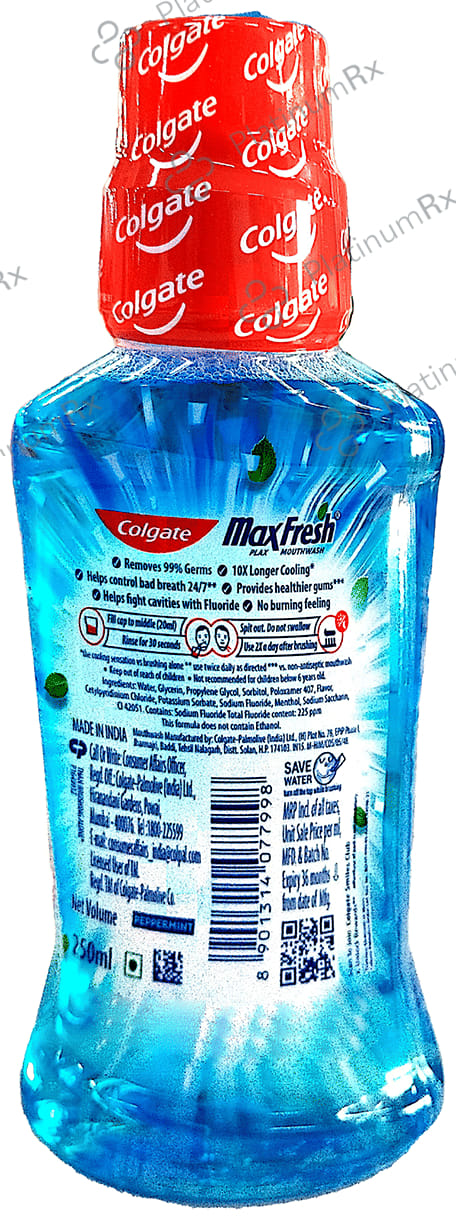 Colgate Peppermint MaxFresh Plax Antibacterial Mouth Wash 250ml