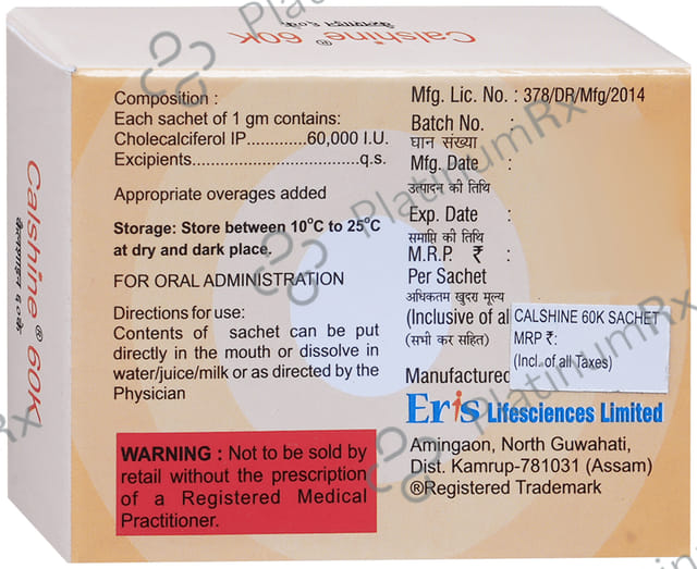 Calshine 60000IU Sugar Free Sachet 1s