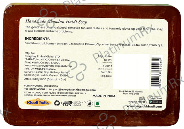 Vagad's Khadi Herbal Handmade Soap Chandan Haldi Soap