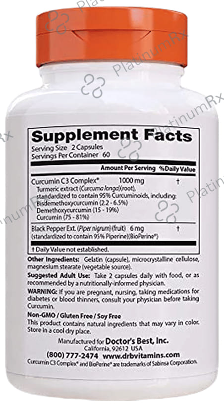 Doctor's Best High Absorption Curcumin C3 Complex and Bioperine 500mg Capsule