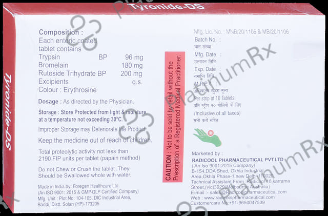 Tyronide DS 180/200/96mg Tablet 10s