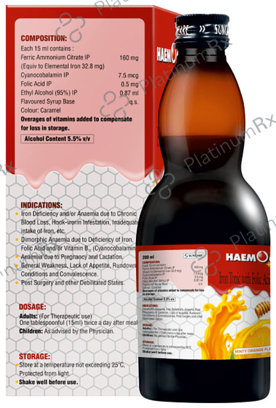 Haemocal Plus Syrup Minty Orange 200 ml