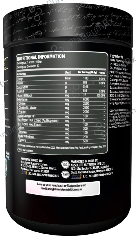 Knockout Vampire Pre-Workout Powder Mango Slush with Free Shaker