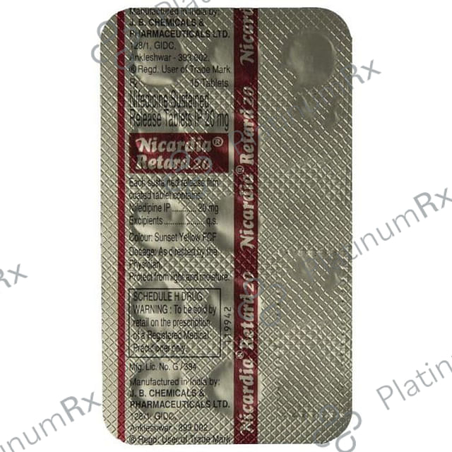 Nicardia Retard 20mg Tablet SR 15s