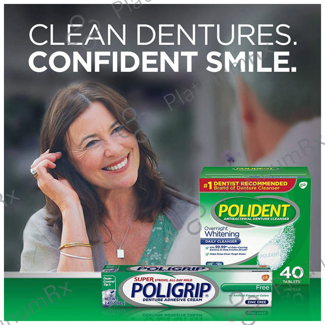 Polident Antibacterial Denture Cleanser Overnight Whitening Tablet 120s