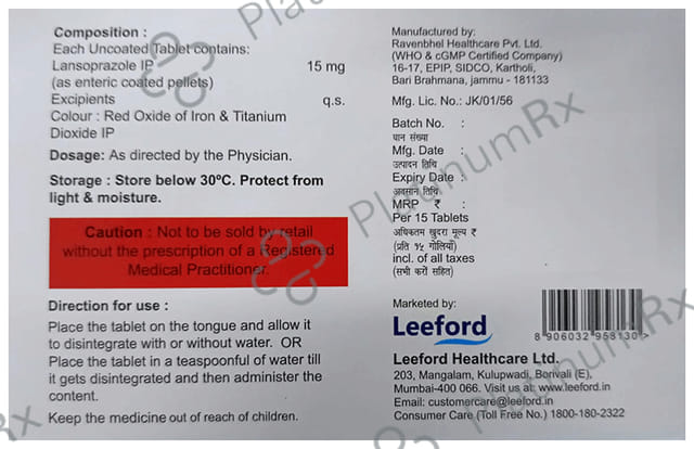 Lansoford 15mg Junior Tablet 15s