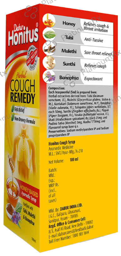 Dabur Honitus Honey Based Cough With Hot Sip Free Syrup 100ml