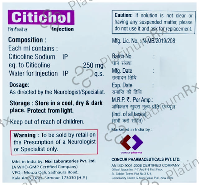 Citichol 250mg Injection 2ml