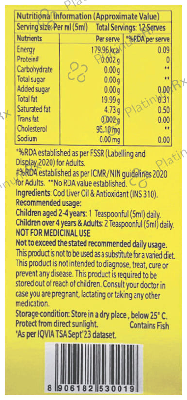 Seacod Cod Liver Oil 60ml