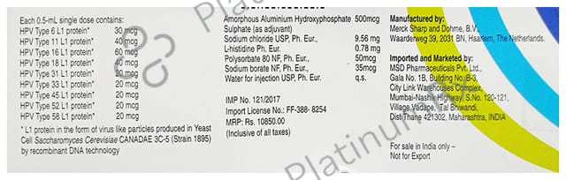Gardasil 9 Vaccine 0.5ml