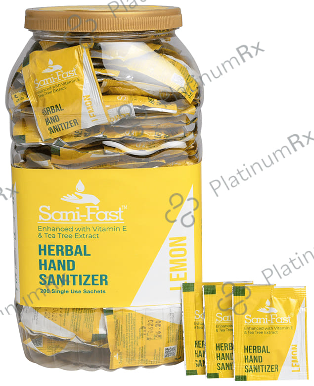 Sani-Fast Herbal Hand Sanitizer (1.5ml Each) Lemon 200 Sachets