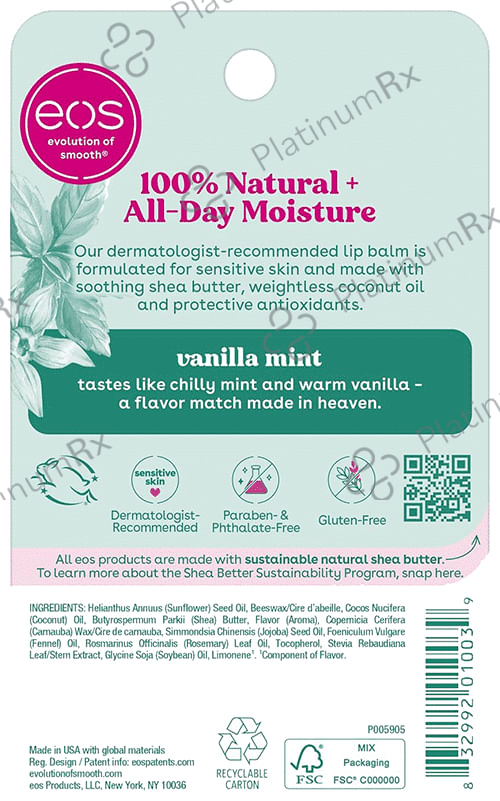 EOS 100% Natural Smooth Lip Balm Vanilla Mint
