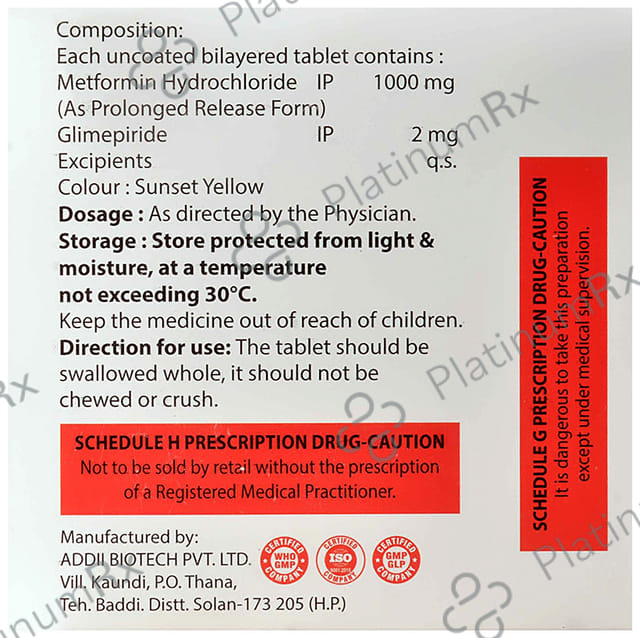 Glutorlix M 2/1000mg Forte Tablet PR 15s