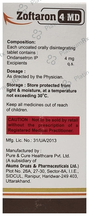Zoftaron 4mg Tablet MD