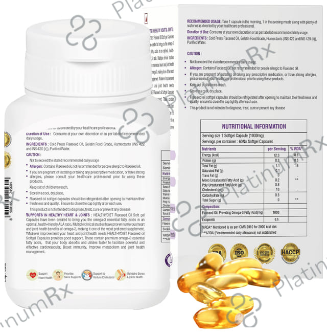 Healthy Diet Flaxseed Oil Omega 3,6,9 1000mg Soft Gel Capsule 60s
