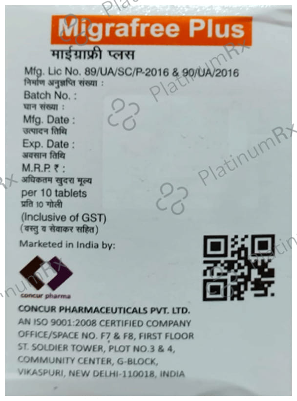 Migrafree Plus 10/40mg Tablet 10s