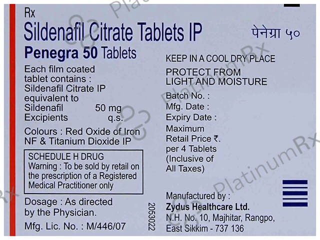 Penegra 50mg Tablet 4s