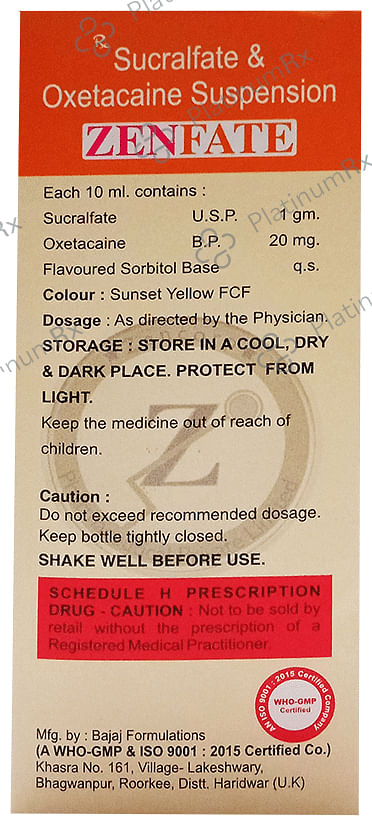 Zenfate Oral Suspension Orange Sugar Free