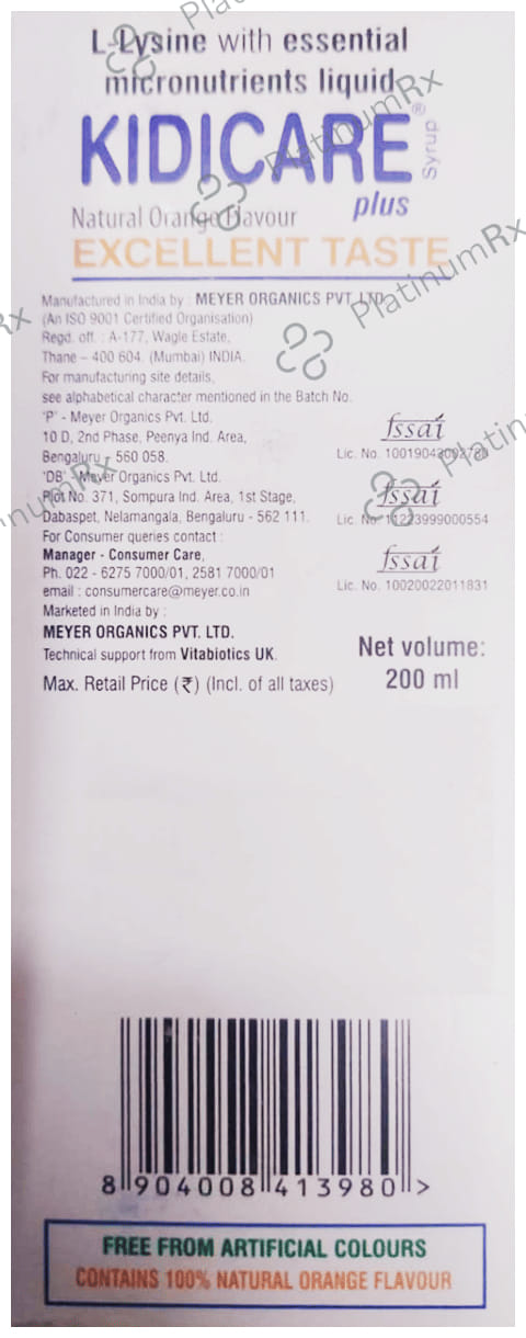 Kidicare Plus Syrup Orange 200ml
