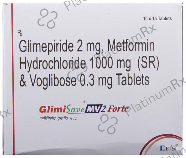 Glimisave MV2 Forte 2/1000/0.3mg Tablet SR 15s