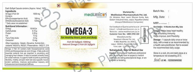 Medilexicon Omega 3 Fish Oil Softgel Capsule 30s