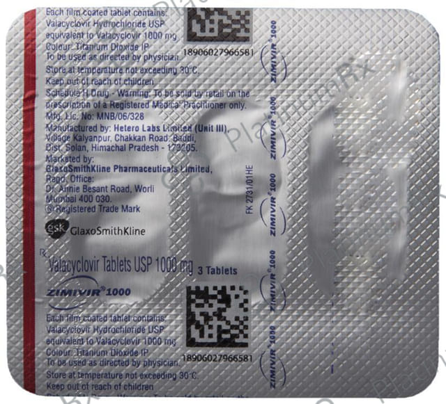 Zimivir 1000mg Tablet 3s