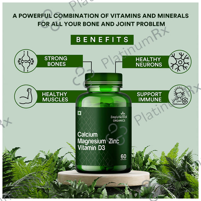 Simply Herbal Organics Calcium Magnesium Zinc Vitamin D3 Capsule