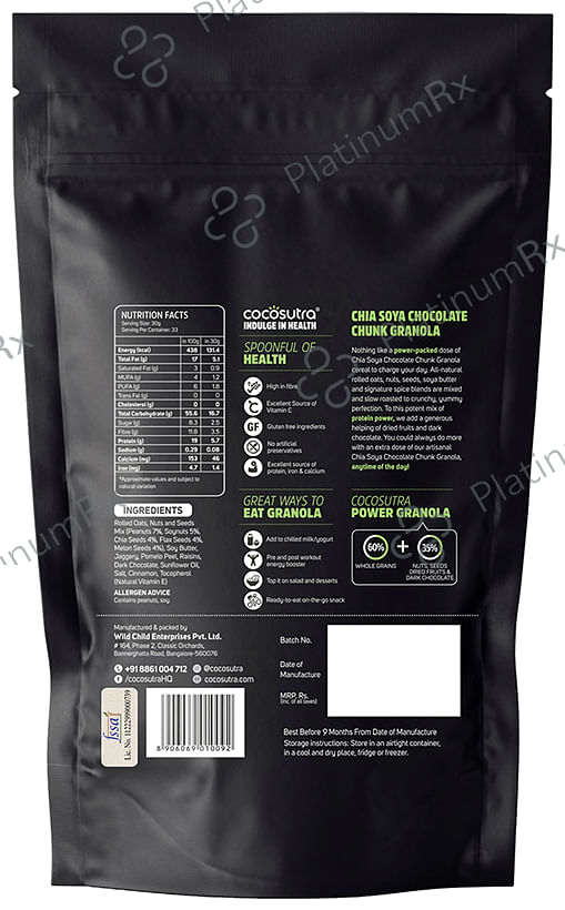 Cocosutra Breakfast Granola Chia Soya Chocolate Chunk 1 kg