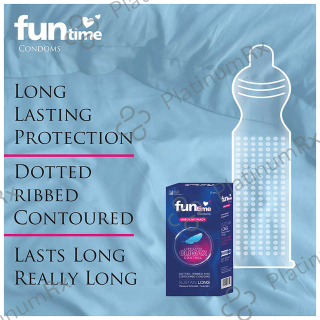 Funtime Dotted Ribbed & Contoured Climax Control Condom 10s