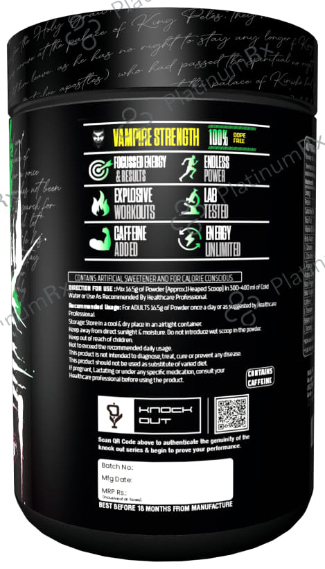 Knockout Vampire Pre-Workout Powder Green Apple with Free Shaker