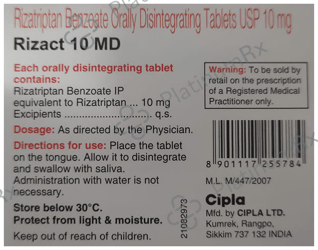 Rizact 10mg MD Tablet 4s