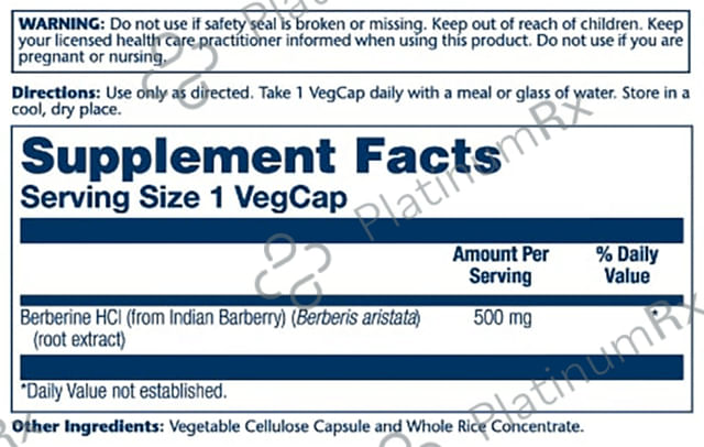 Solaray Berberine 500mg Vegcaps - For Blood Glucose Support