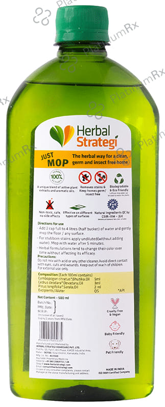 Herbal Strategi Just Mop 100% Herbal Floor Cleaner (Disinfectant & Insect Repellent) 500 ml
