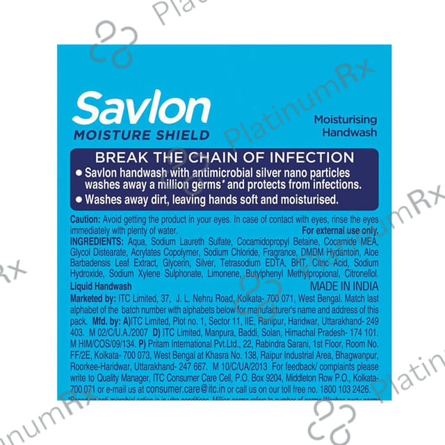 Savlon Moisture Shield Germ Protection Liquid Handwash 460 ml