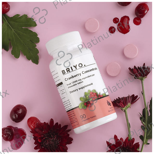 Briyo Cranberry Concentrate Chewable Tablet (Equivalent To 2000 Mg Cranberry Fruit) Natural Berry