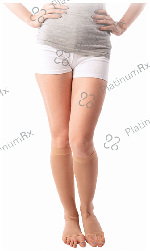 Vissco ADV Medical Compression Stockings (Open Toe and Class II, 23-32mm Hg) Knee Length Medium Beige